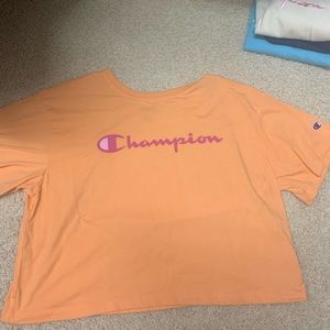 orange cropped champion tee